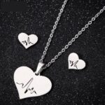 GoldSilver Stainless Steel Ecg Necklaces & Earrings 1