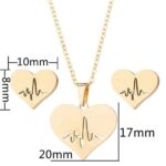 GoldSilver Stainless Steel Ecg Necklaces & Earrings 2