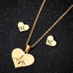 GoldSilver Stainless Steel Ecg Necklaces & Earrings 3