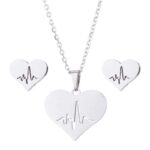 GoldSilver Stainless Steel Ecg Necklaces & Earrings 9
