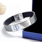 Medical Alert ID Identification Silicone Stainless Steel Bracelet Free Engraving (2)