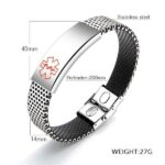 Medical Alert ID Identification Silicone Stainless Steel Bracelet Free Engraving (6)