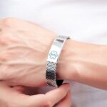 Medical Alert ID Identification Silicone Stainless Steel Bracelet Free Engraving (7)