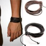 Monochrome Woven Leather Bracelet Pure Hand-painted Leather Rope
