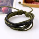 Monochrome Woven Leather Bracelet Pure Hand-painted Leather Rope (2)
