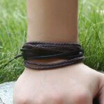 Monochrome Woven Leather Bracelet Pure Hand-painted Leather Rope (3)