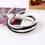 Monochrome Woven Leather Bracelet Pure Hand-painted Leather Rope (5)