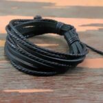 Monochrome Woven Leather Bracelet Pure Hand-painted Leather Rope (6)