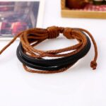 Monochrome Woven Leather Bracelet Pure Hand-painted Leather Rope (7)