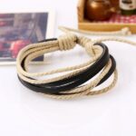 Monochrome Woven Leather Bracelet Pure Hand-painted Leather Rope (8)