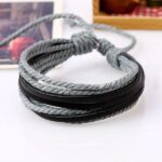 Monochrome Woven Leather Bracelet Pure Hand-painted Leather Rope (9)