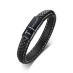 Great Sporty Black Leather Medical Alert Bracelet For Men (6)