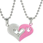 Love Heart Necklaces & Pendants With Crystal for Couples (2)
